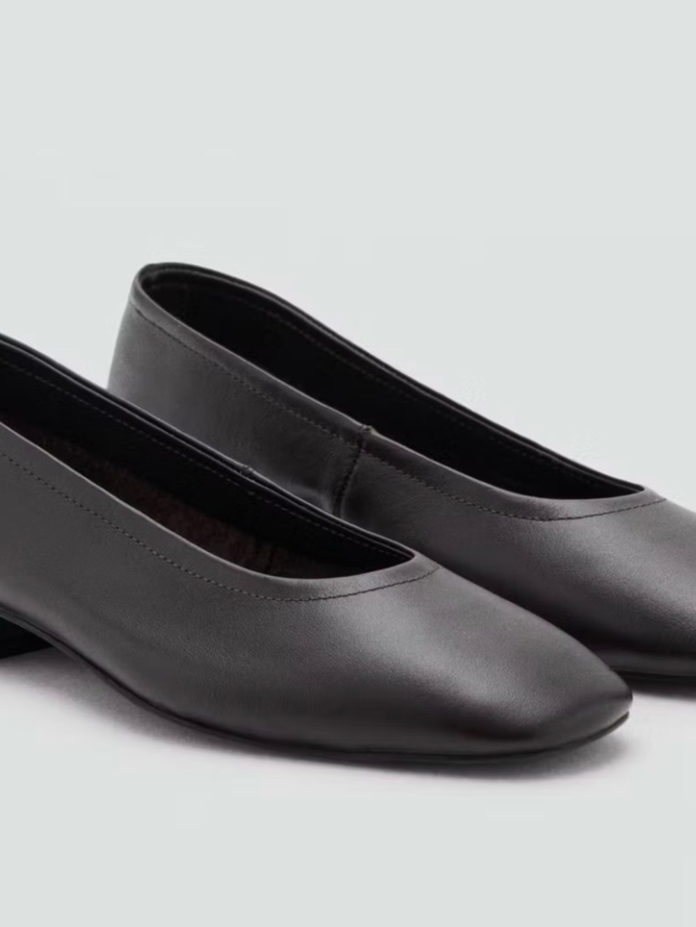 Mango Black Women's Leather Ballet Flats